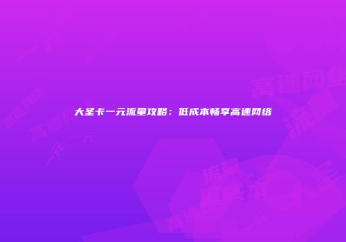 大圣卡一元流量攻略：低成本畅享高速网络