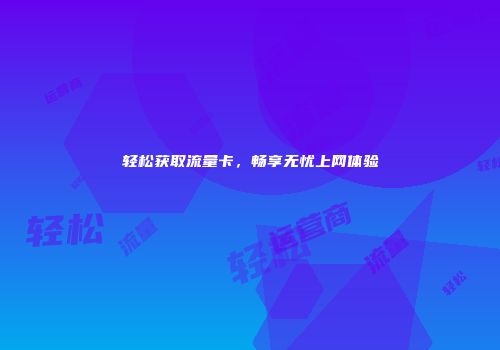 轻松获取流量卡，畅享无忧上网体验