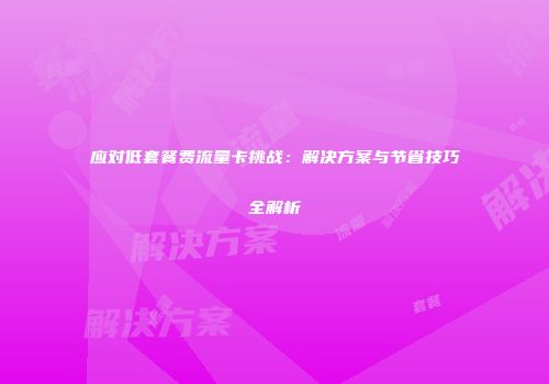 应对低套餐费流量卡挑战：解决方案与节省技巧全解析
