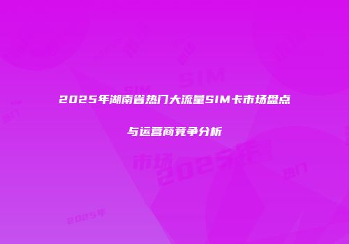 2025年湖南省热门大流量SIM卡市场盘点与运营商竞争分析
