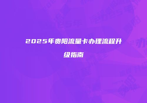 2025年贵阳流量卡办理流程升级指南