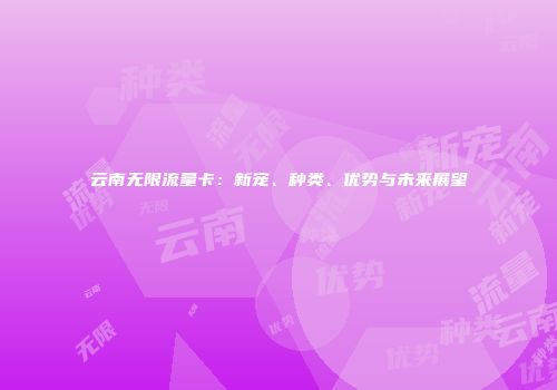 云南无限流量卡：新宠、种类、优势与未来展望