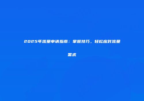 2025年流量申请指南：掌握技巧，轻松应对流量需求