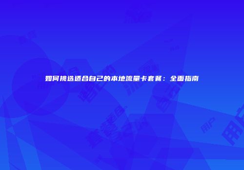 如何挑选适合自己的本地流量卡套餐：全面指南