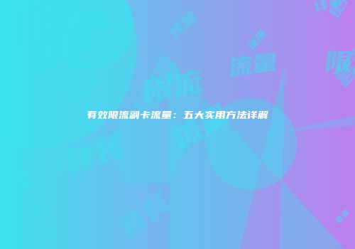 有效限流副卡流量：五大实用方法详解