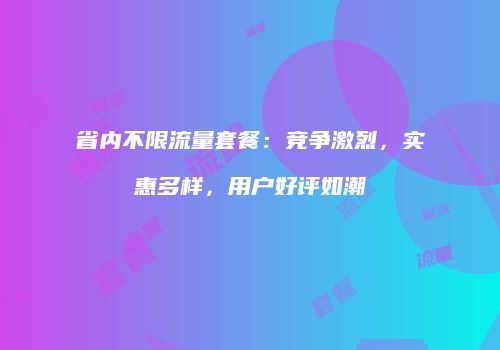 省内不限流量套餐：竞争激烈，实惠多样，用户好评如潮