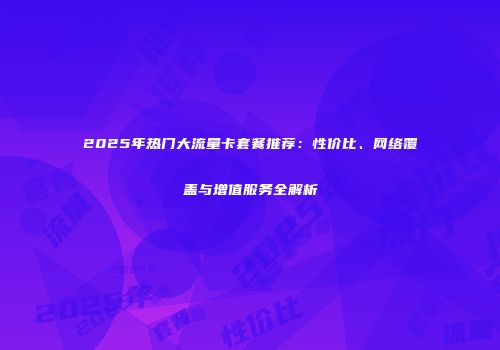 2025年热门大流量卡套餐推荐：性价比、网络覆盖与增值服务全解析