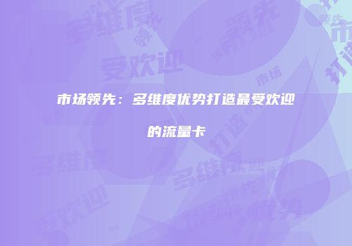市场领先：多维度优势打造最受欢迎的流量卡