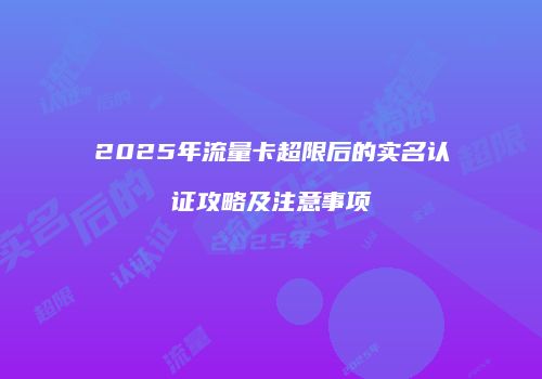 2025年流量卡超限后的实名认证攻略及注意事项