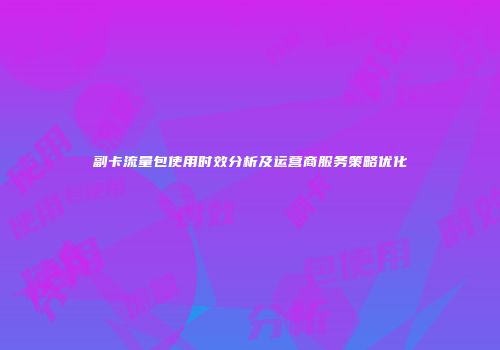 副卡流量包使用时效分析及运营商服务策略优化