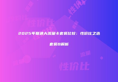 2025年联通大流量卡套餐比较：性价比之选套餐B解析