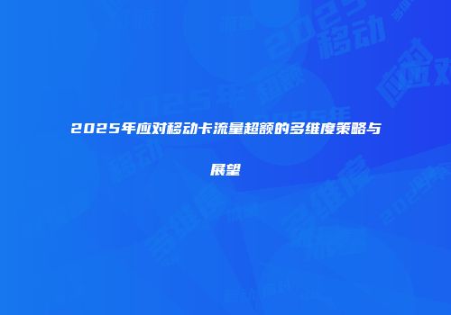 2025年应对移动卡流量超额的多维度策略与展望