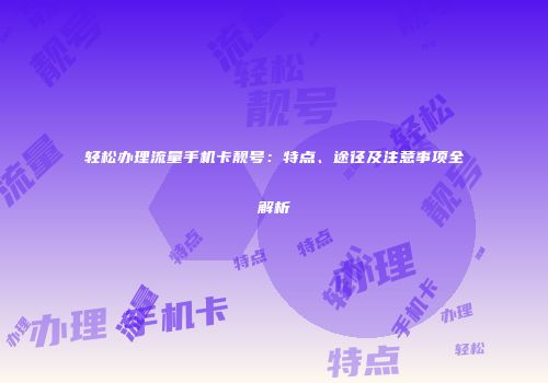 轻松办理流量手机卡靓号：特点、途径及注意事项全解析