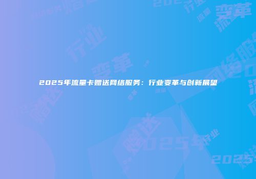 2025年流量卡赠送网络服务：行业变革与创新展望