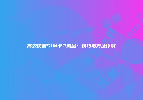 高效使用SIM卡2流量：技巧与方法详解