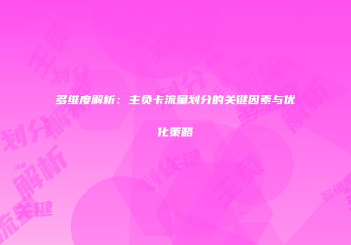 多维度解析：主负卡流量划分的关键因素与优化策略