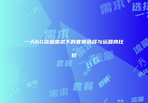 一天6G流量需求下的套餐选择与运营商比较