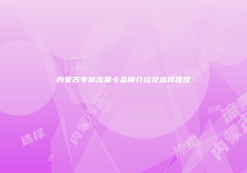 内蒙古专属流量卡品牌介绍及选择建议