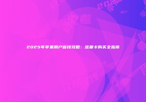 2025年苹果用户省钱攻略：流量卡购买全指南
