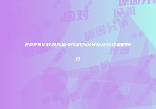 2025年校园流量卡停机原因分析及应对策略探讨