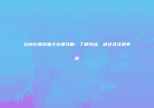 台州长期流量卡办理攻略：了解特点、途径及注意事项