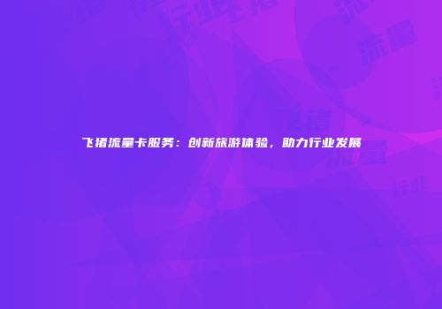 飞猪流量卡服务：创新旅游体验，助力行业发展