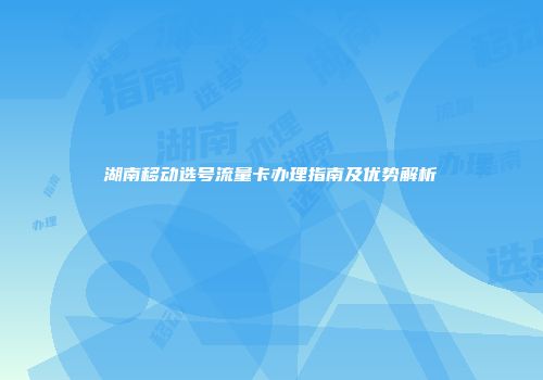湖南移动选号流量卡办理指南及优势解析