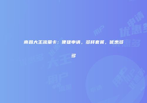 南昌大王流量卡：便捷申请，多样套餐，优惠多多