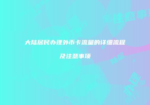 大陆居民办理外币卡流量的详细流程及注意事项