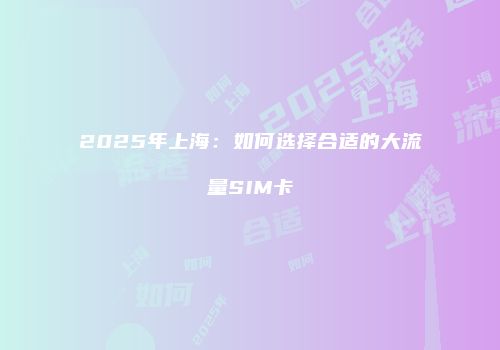 2025年上海：如何选择合适的大流量SIM卡