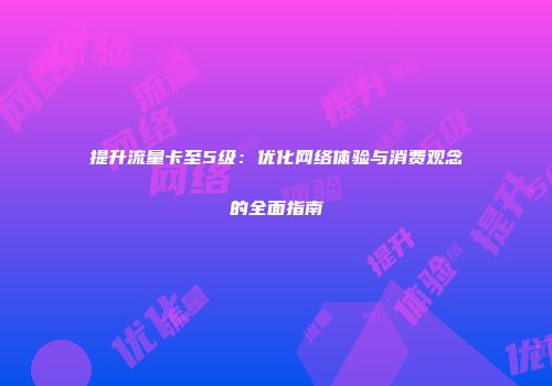 提升流量卡至5级：优化网络体验与消费观念的全面指南