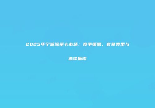2025年宁波流量卡市场：竞争策略、套餐类型与选择指南