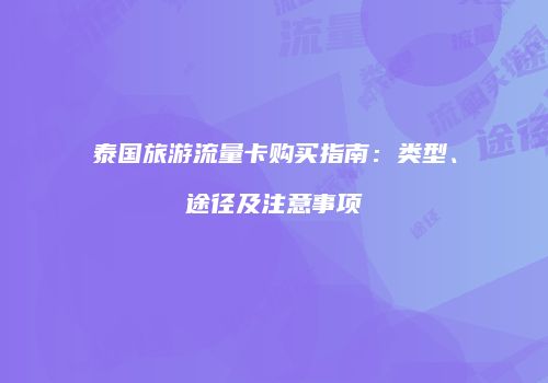 泰国旅游流量卡购买指南：类型、途径及注意事项