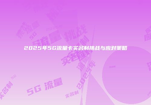 2025年5G流量卡实名制挑战与应对策略