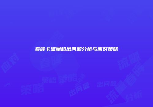 春晖卡流量超出问题分析与应对策略
