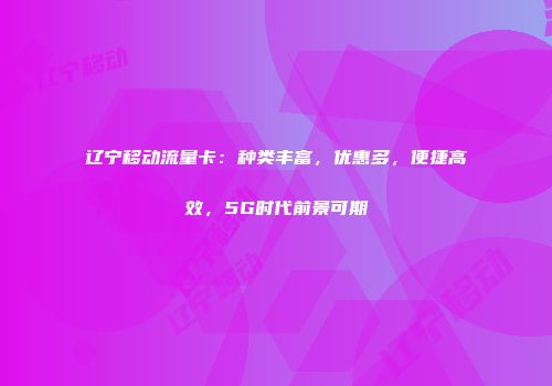 辽宁移动流量卡：种类丰富，优惠多，便捷高效，5G时代前景可期