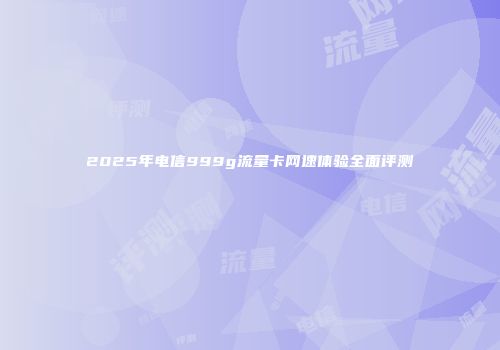 2025年电信999g流量卡网速体验全面评测