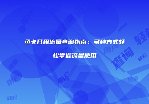 鱼卡日租流量查询指南：多种方式轻松掌握流量使用