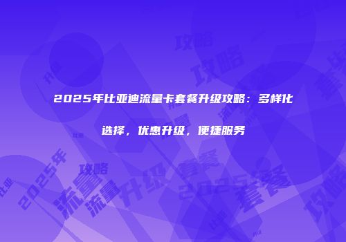 2025年比亚迪流量卡套餐升级攻略：多样化选择，优惠升级，便捷服务