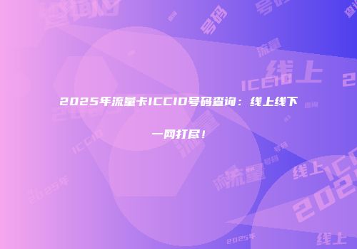 2025年流量卡ICCID号码查询：线上线下一网打尽！
