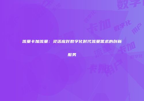 流量卡加流量：灵活应对数字化时代流量需求的创新服务