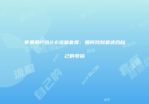 苹果用户选2卡流量套餐：如何找到最适合自己的号码