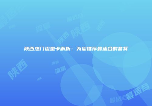陕西热门流量卡解析：为您推荐最适合的套餐