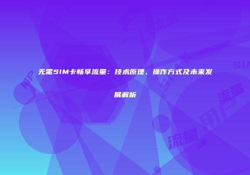 无需SIM卡畅享流量：技术原理、操作方式及未来发展解析