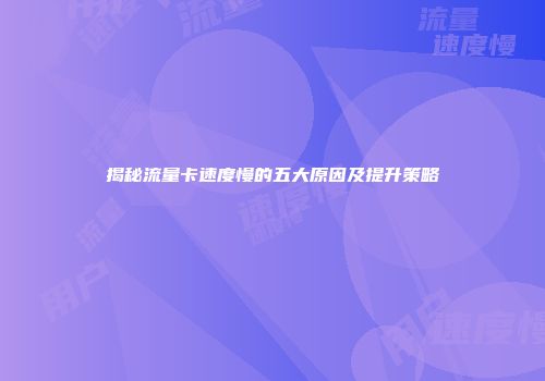 揭秘流量卡速度慢的五大原因及提升策略