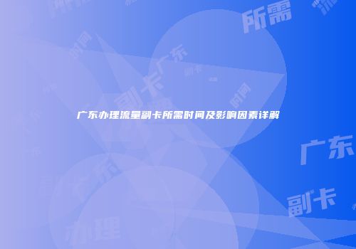 广东办理流量副卡所需时间及影响因素详解