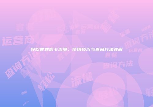 轻松管理副卡流量：使用技巧与查询方法详解