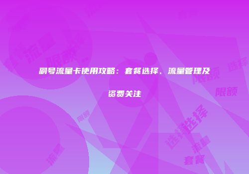 副号流量卡使用攻略：套餐选择、流量管理及资费关注