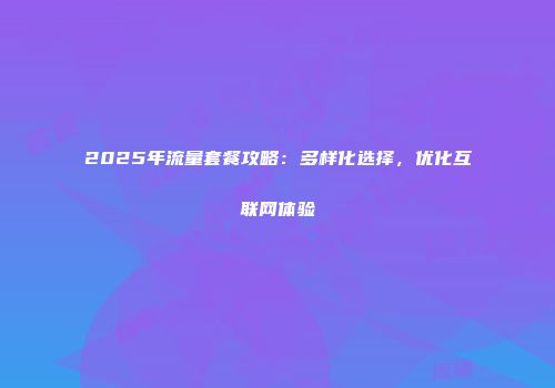 2025年流量套餐攻略：多样化选择，优化互联网体验