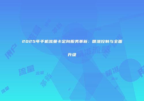 2025年手机流量卡定向服务革新：精准控制与全面升级